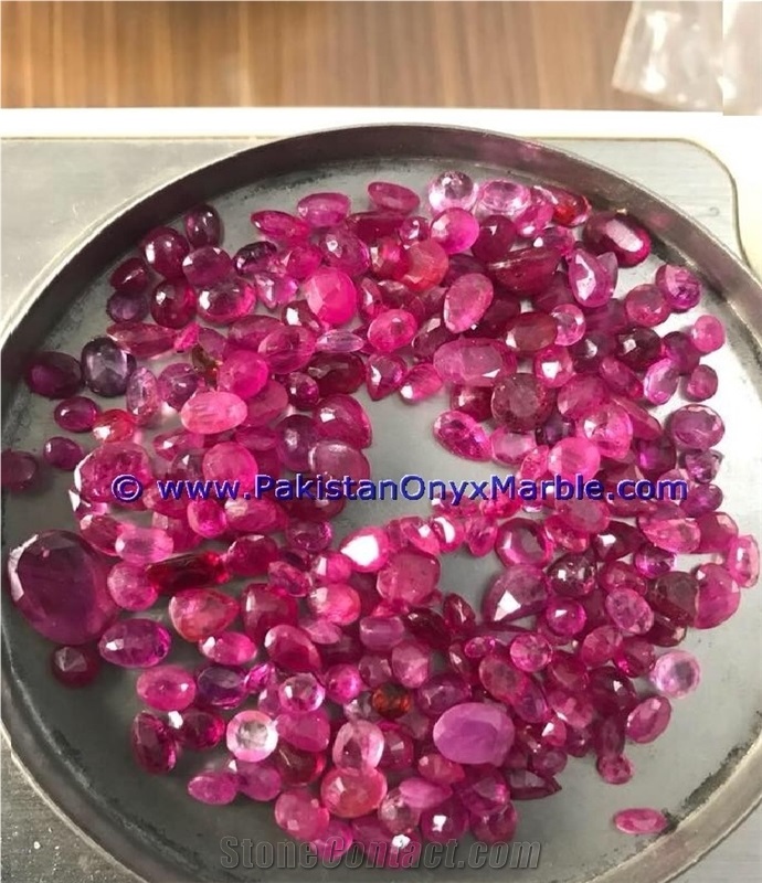 Ruby Faceted Cut Stones Shapes Round Oval Emerald