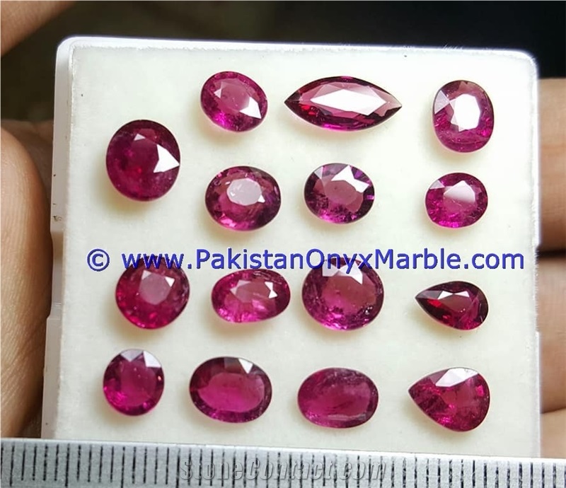 Ruby Faceted Cut Stones Shapes Round Oval Emerald