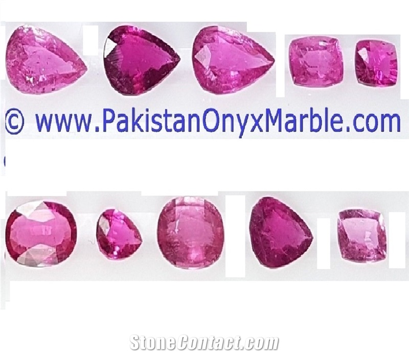 Ruby Faceted Cut Stones Shapes Round Oval