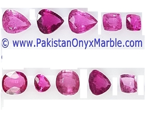 Ruby Faceted Cut Stones Shapes Round Oval