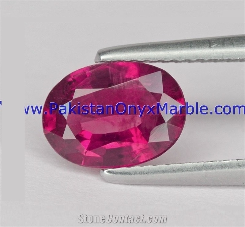 Ruby Faceted Cut Stones Shapes Round Oval