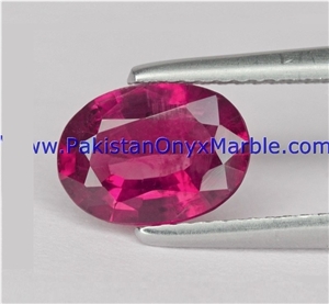 Ruby Faceted Cut Stones Shapes Round Oval