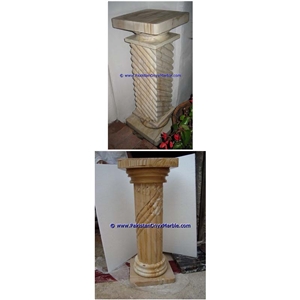 Teak Wood Marble Pedestals Stand Display Burmateak Marble