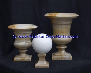 Teak Wood Marble Planters