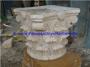 Verona Beige Marble Corinthian Column Capitals