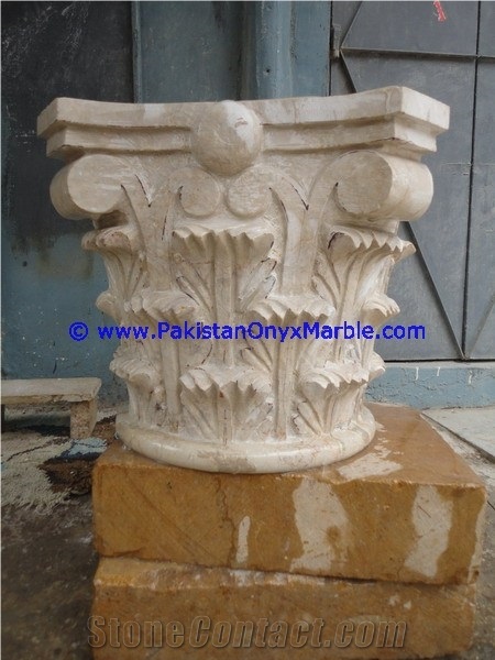Verona Beige Marble Corinthian Column Capitals