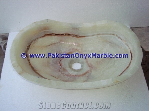 White Onyx Boat Shaped Sinks Basins Collection