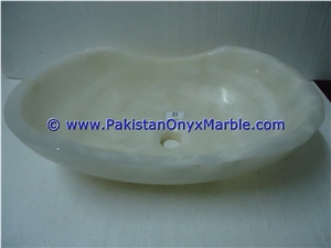 White Onyx Boat Shaped Sinks Basins Collection
