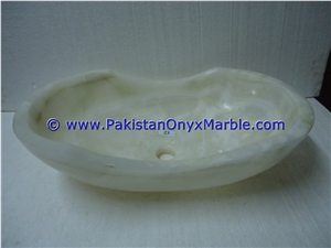 White Onyx Boat Shaped Sinks Basins Collection