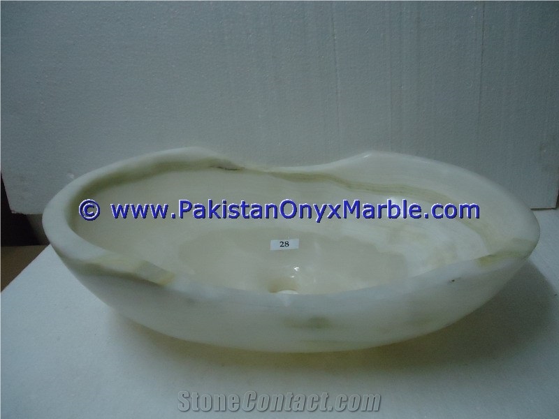 White Onyx Boat Shaped Sinks Basins Collection