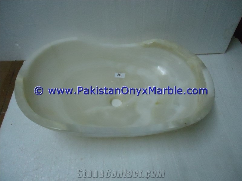 White Onyx Boat Shaped Sinks Basins Collection