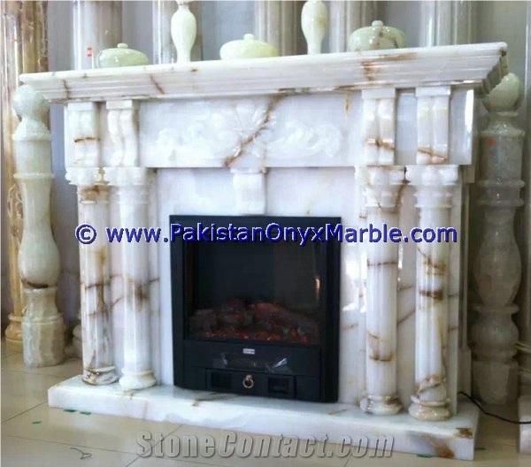 White Onyx Fireplaces