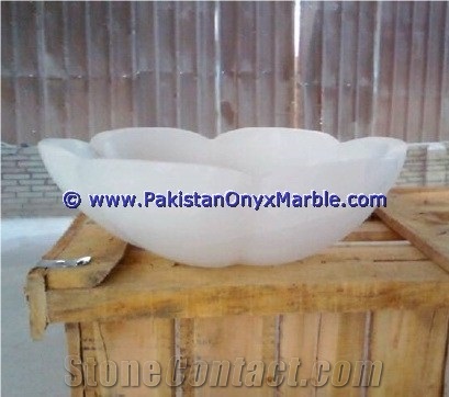 White Onyx Flower Shaped Sinks Basins Collection