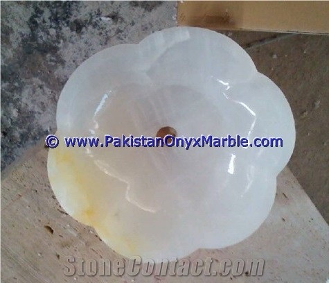 White Onyx Flower Shaped Sinks Basins Collection