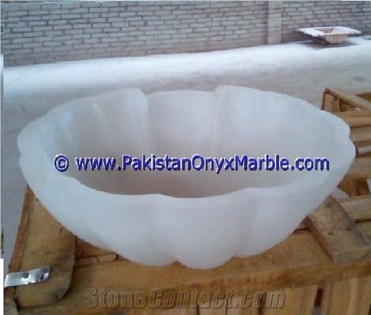 White Onyx Flower Shaped Sinks Basins Collection