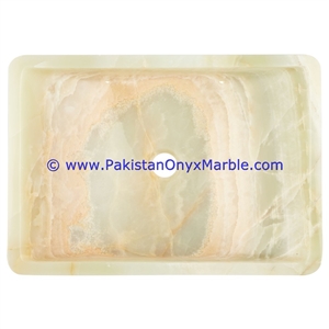 White Onyx Rectangle Shaped Sinks Basins