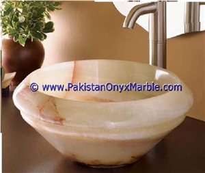 White Onyx Round Bowl Sinks Basins Collection