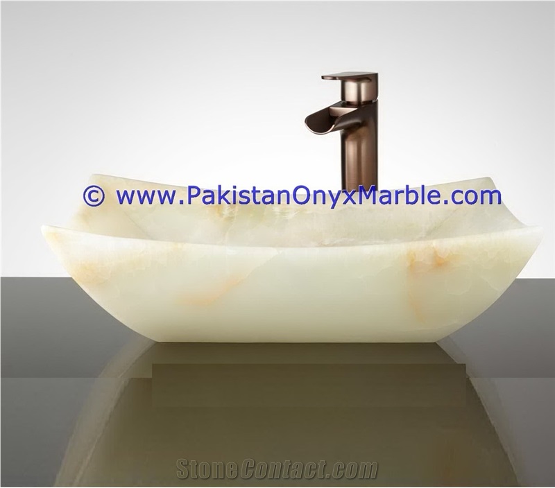 White Onyx Square Sinks Basins Collection