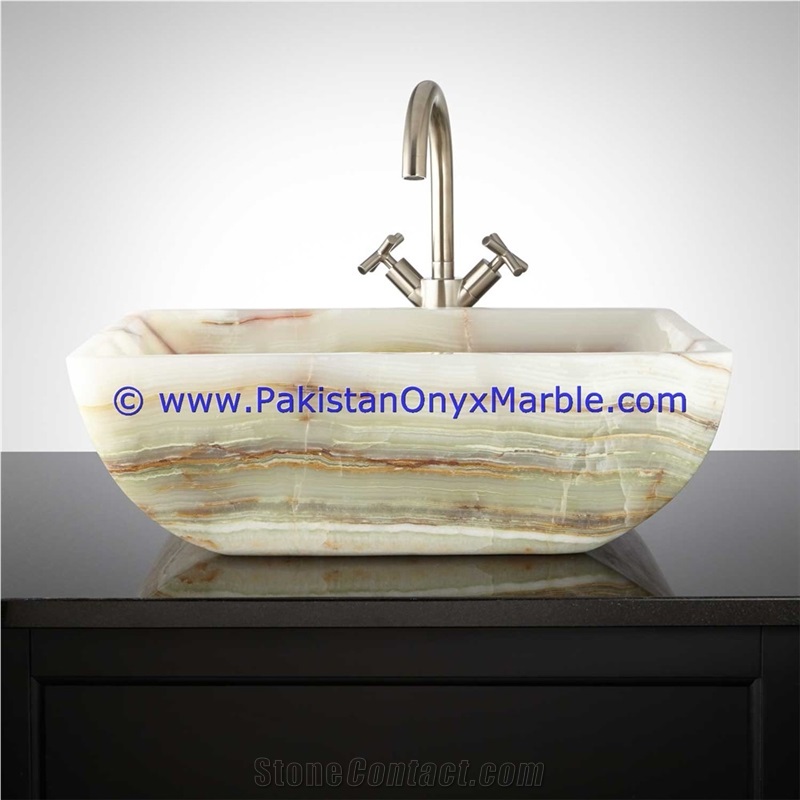 White Onyx Square Sinks Basins Collection