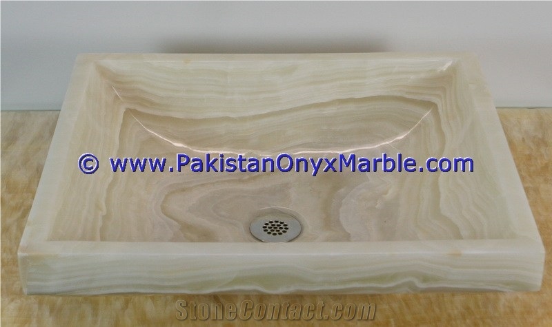 White Onyx Square Sinks Basins Collection