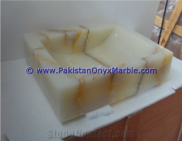 White Onyx Square Sinks Basins Collection