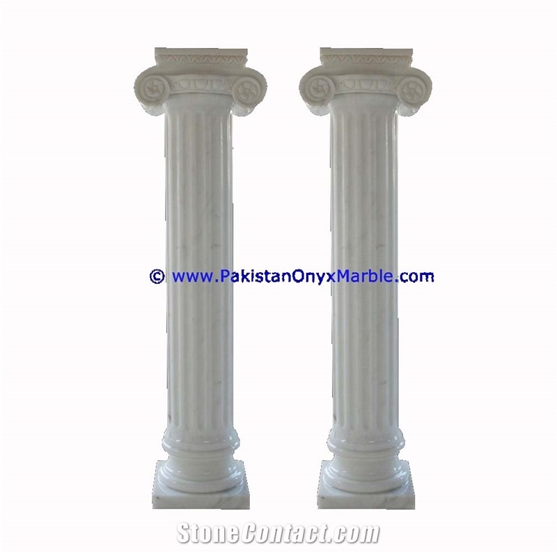 Ziarat White Marble Carved Ionic Column