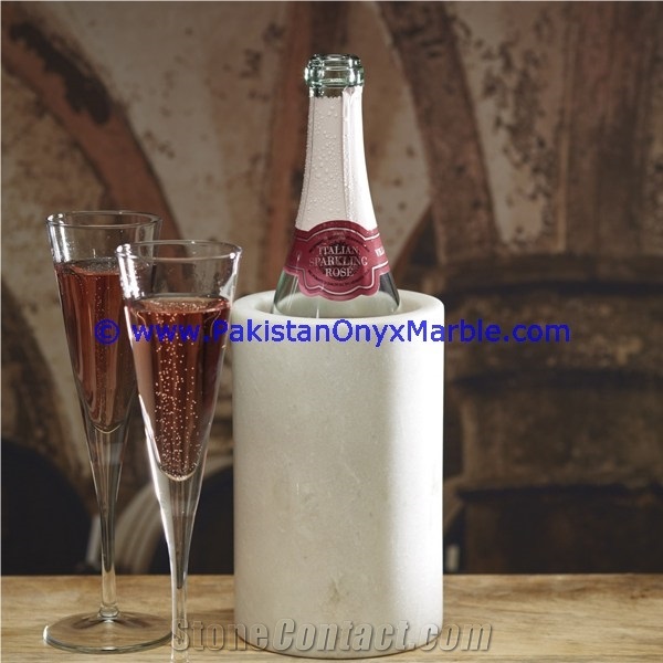 Ziarat White Marble Wine Bottle Cooler Ice Bucket