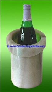 Ziarat White Marble Wine Bottle Cooler Ice Bucket
