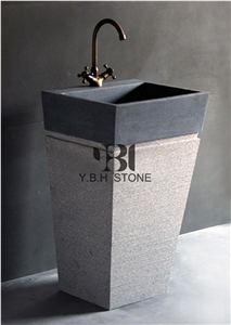 China Gray Granite Column Basin,Bathroom/Farm Sink