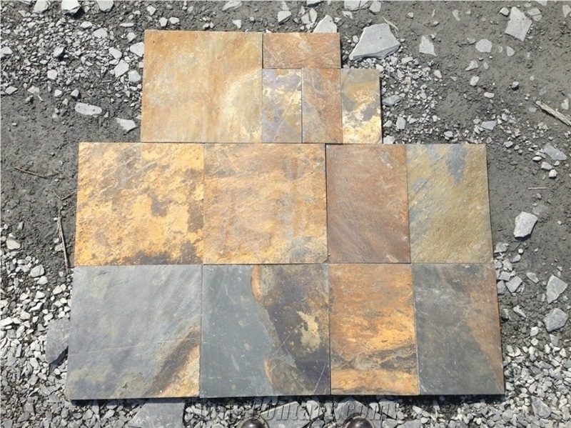 Natural Cheaper Multicolor Rust Slate Corner Stone