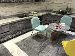 Silver Statuario Armani Marble Kitchen Countertops
