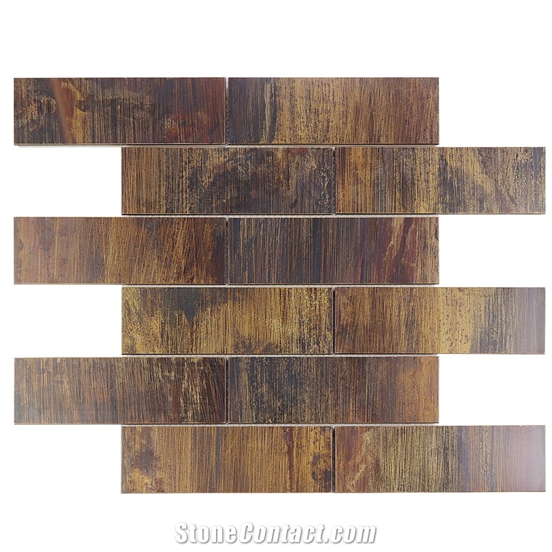 Hammered Wall Tiles 2x6 Brick Metal Mosaic