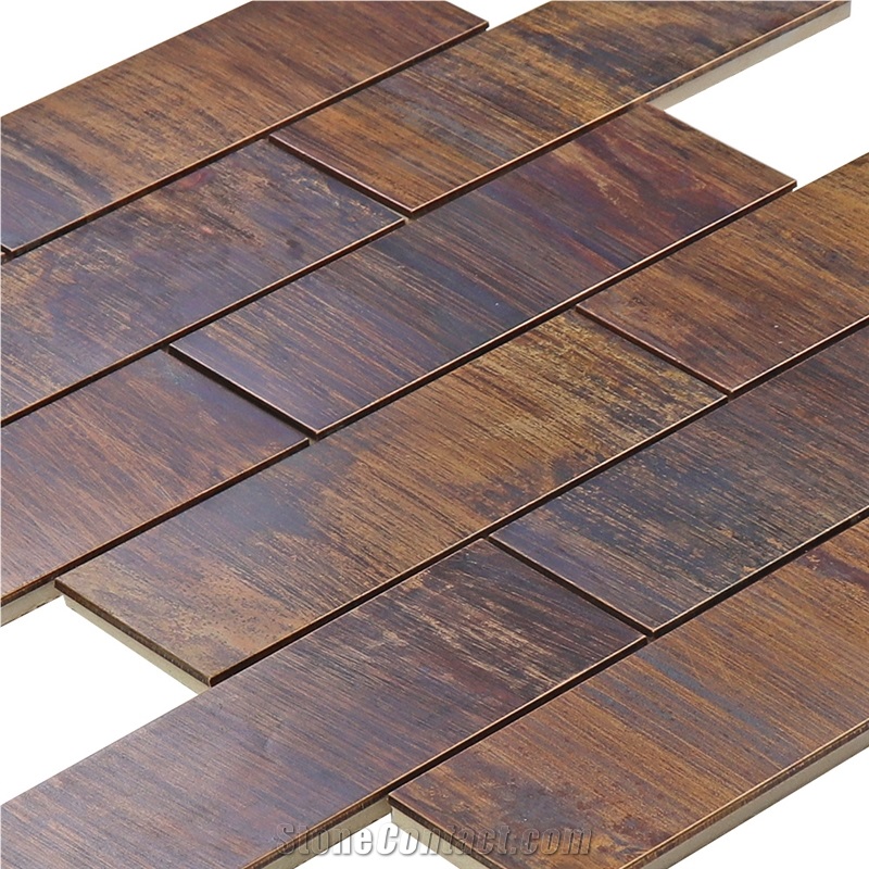 Hammered Wall Tiles 2x6 Brick Metal Mosaic