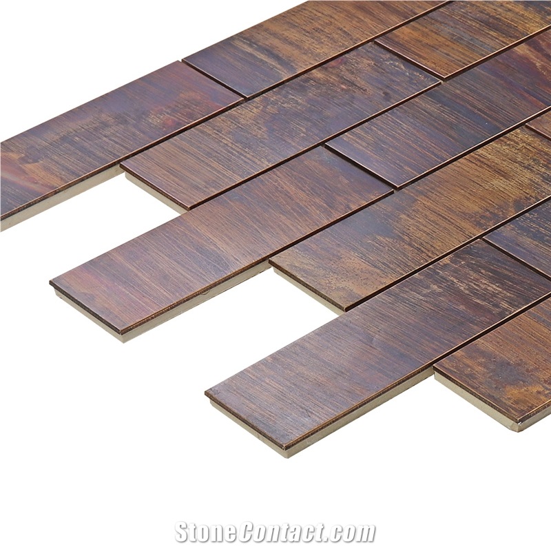 Hammered Wall Tiles 2x6 Brick Metal Mosaic