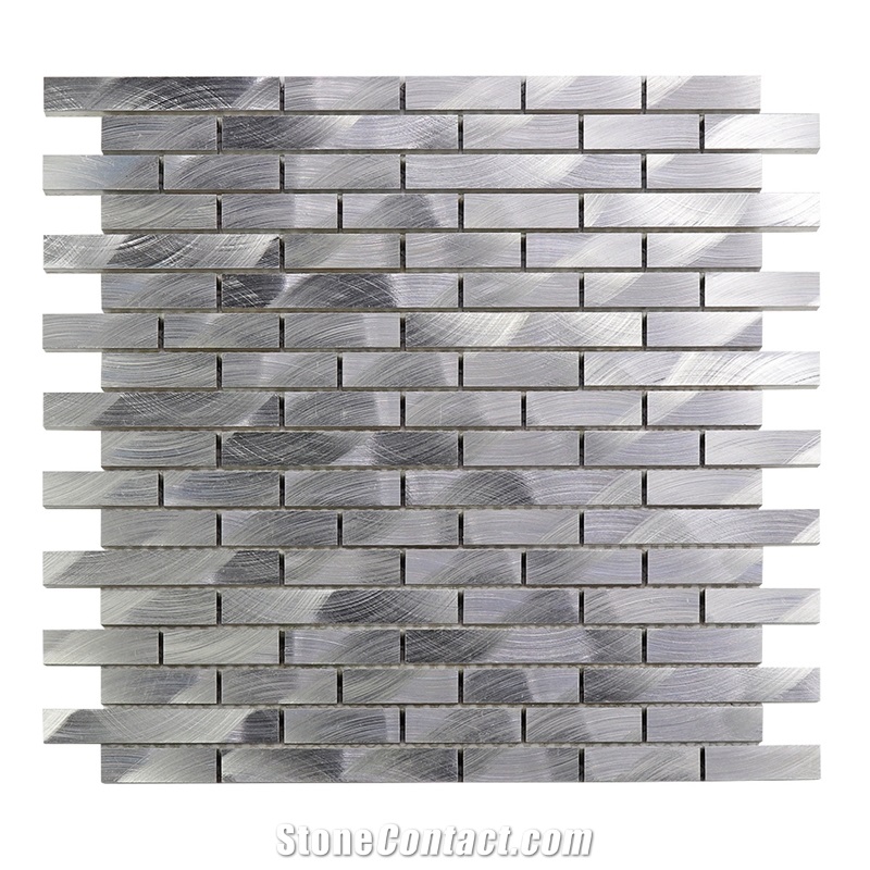 Metal Aluminum Alloy Silver Linear Mosaic Tile