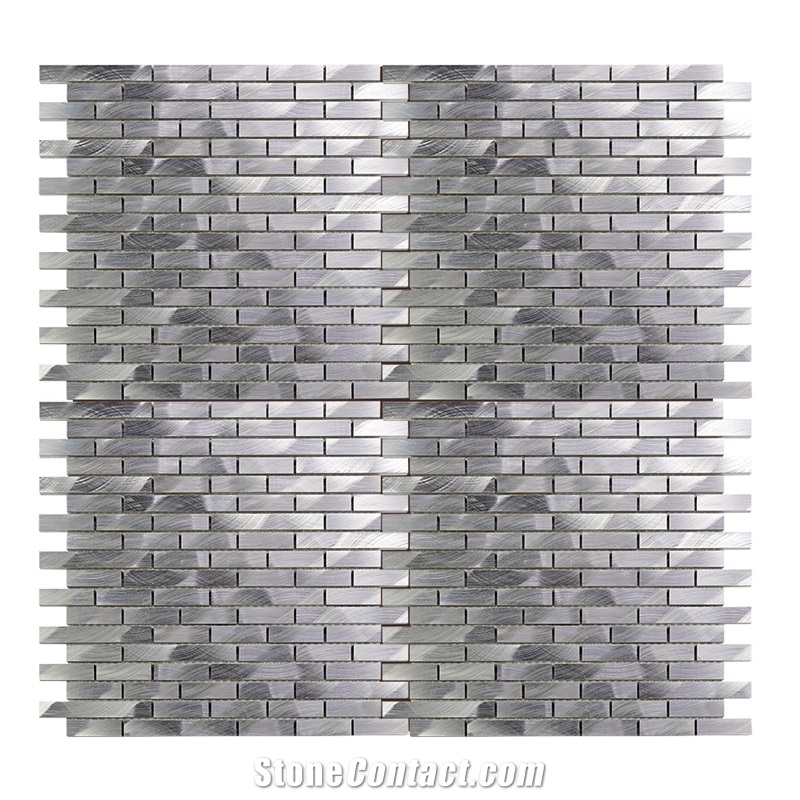 Metal Aluminum Alloy Silver Linear Mosaic Tile