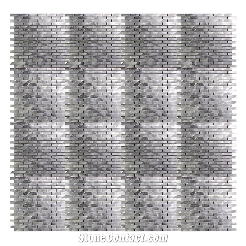 Metal Aluminum Alloy Silver Linear Mosaic Tile