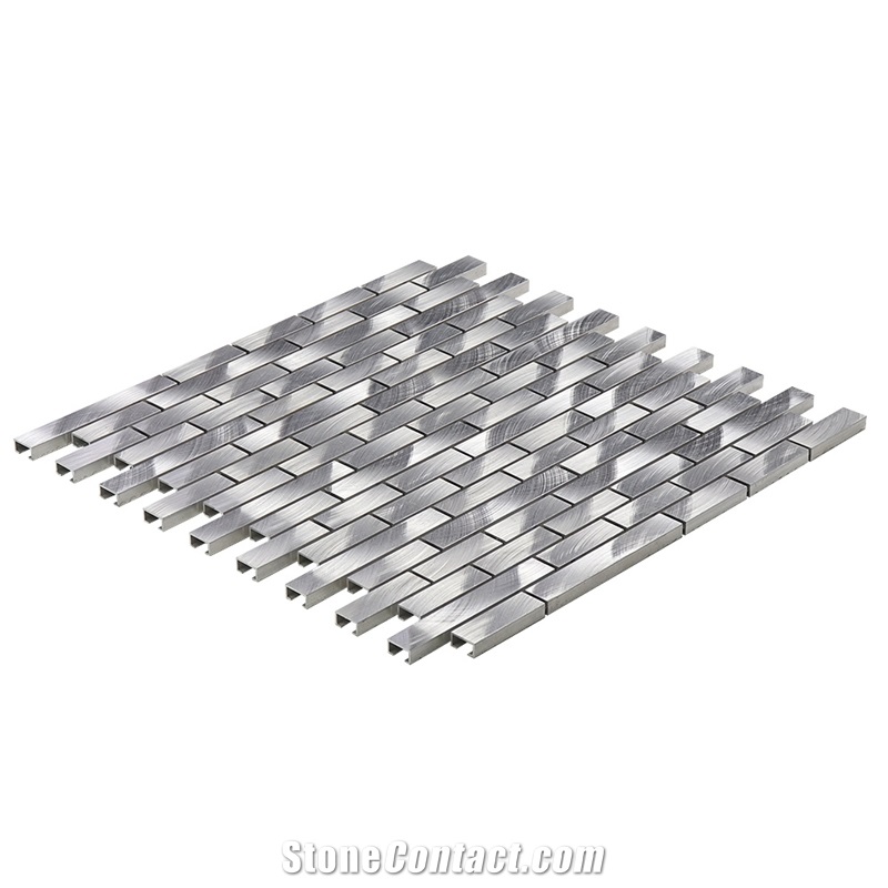 Metal Aluminum Alloy Silver Linear Mosaic Tile