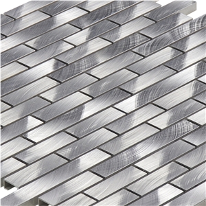 Metal Aluminum Alloy Silver Linear Mosaic Tile