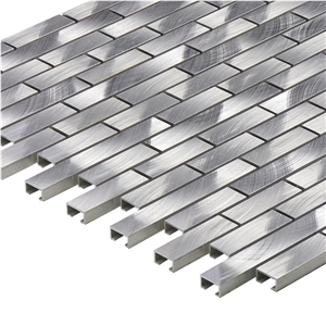 Metal Aluminum Alloy Silver Linear Mosaic Tile