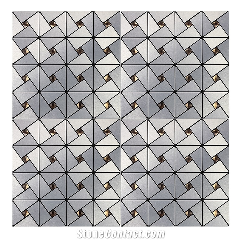 Natural Marmer Brushed Metal Mosaic