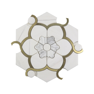 Water-Jet Flower Marble Mosaic for Kitchen