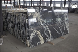 Polished China Cosmic Black Granite Slab and Tile