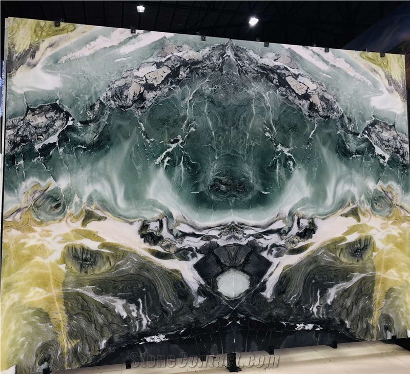 Bookmatch Paradise Jade Marble Slabs Floor Tiles