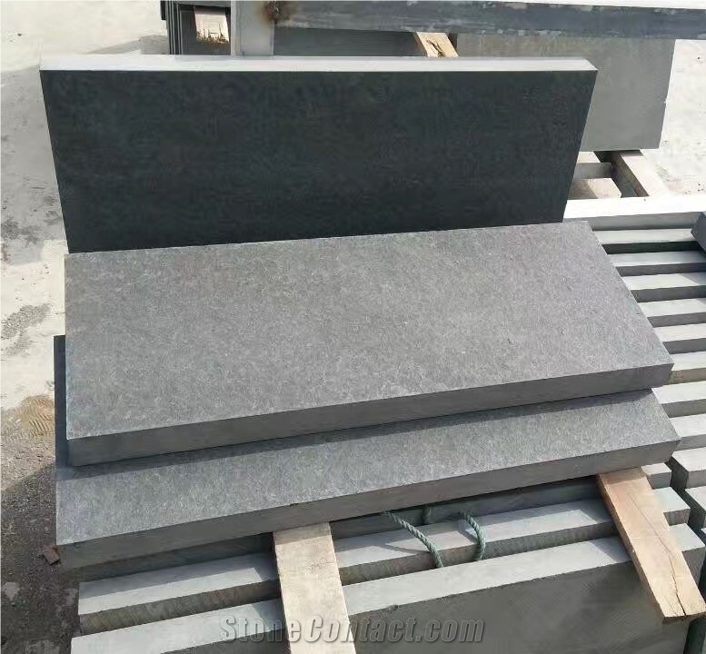 Flamed Absolute Black Basalt Wall Flooring Tiles