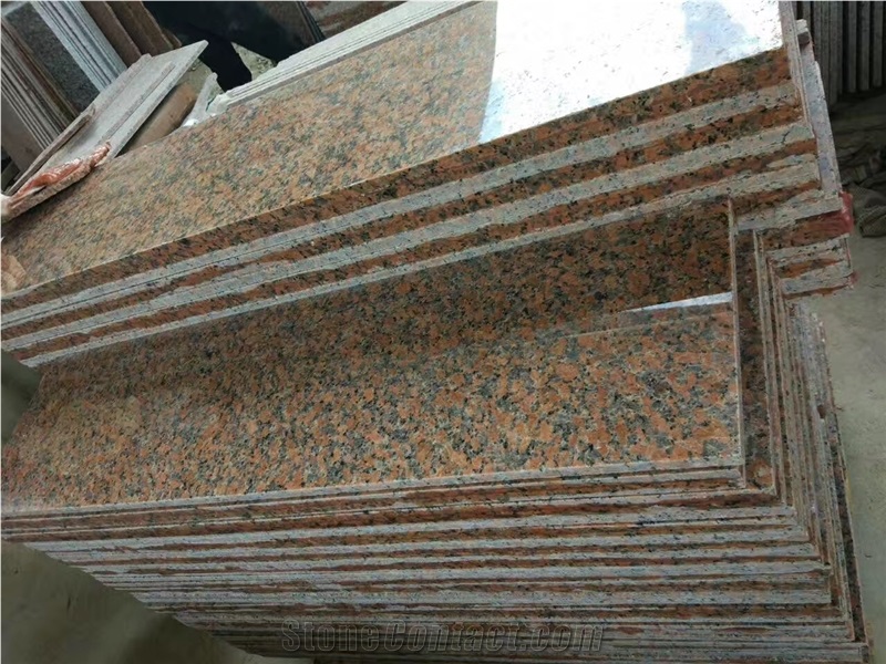 G562 Maple Leaf Red Granite Steps Stairs Riser