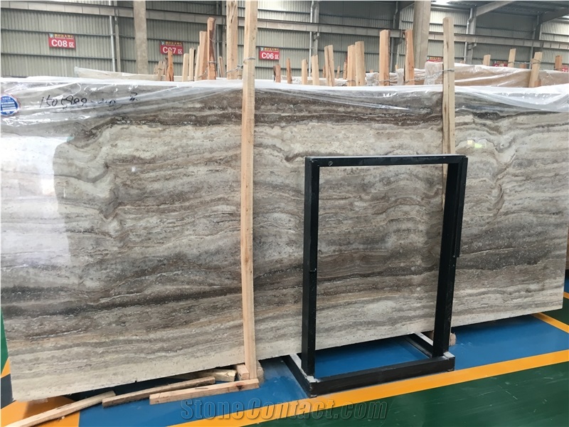Iran Silver Gray Travertine Slabs Tiles