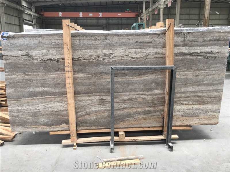 Iran Silver Gray Travertine Slabs Tiles
