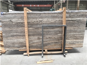 Iran Silver Gray Travertine Slabs Tiles