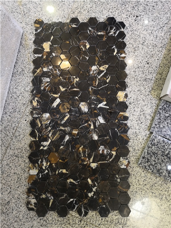 King Gold Marble Hexagon Mosaic Floor Wall Tiles